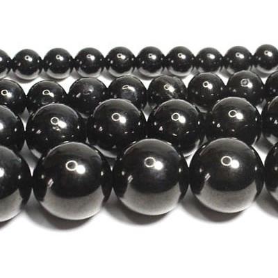 Shungite Perle Ronde Lisse Percée 8 mm (Lot de 10 perles)
