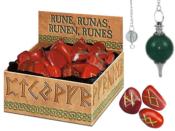 Esotérisme Lot d'un Pendule Séphoroton Aventurine Verte et Runes Jaspe Rouge