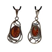 Pendentif Ambre Cabochon en Argent 925 