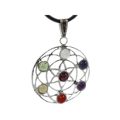 Pendentif Graine de Vie 7 Chakras Montage Argenté