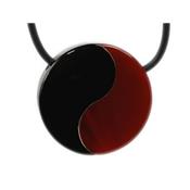 Pendentif Yin Yang Pierre Cornaline et Agate Noire (3 cm) 