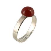 Bague Pierre Cabochon en Cornaline Ronde 8 mm et Argent 925 Adriana - Taille réglable