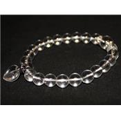 Bracelet en Cristal de Roche - Pierres Boules de 8 mm et Coeur 12 mm