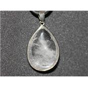 Pendentif en Cristal de Roche Goutte cerclée