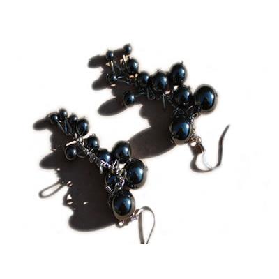 Boucles d'Oreilles en Hématite en Grappes