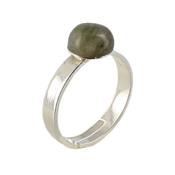 Bague Pierre Cabochon en Labradorite Ronde 8 mm et Argent 925 Adriana - Taille réglable
