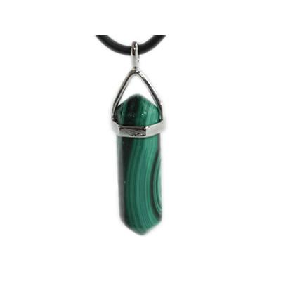 Pendentif Pointe en Malachite montage argenté (3,5 à 4 cm)