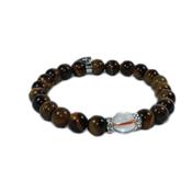Bracelet en Oeil de Tigre - Pierres Boules de 8 mm et Coeur 12 mm