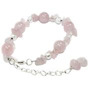 Bracelet en Quartz Rose Pierres Boules 10 mm pierres Baroques fermoir mousqueton