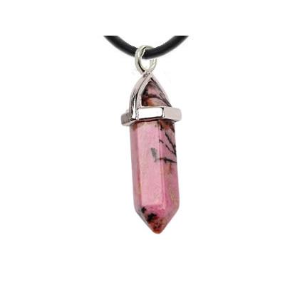 Pendentif Pointe en Rhodonite montage argenté (3,5 à 4 cm)