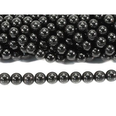 Tourmaline Noire Perle Ronde Lisse Percée 10 mm (Lot de 5 perles)