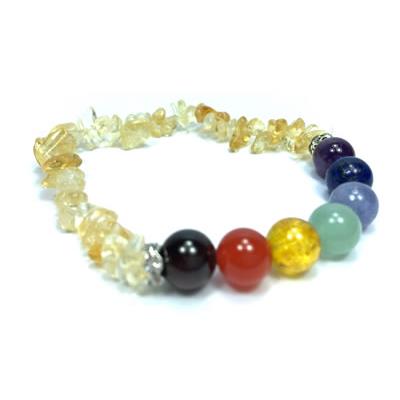 Bracelet Pierres Baroques Citrine et boules de 8 mm 7 Chakras 