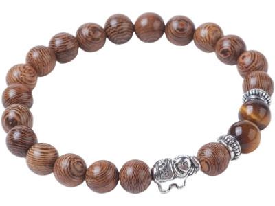 Bracelet perles d'Oeil de Tigre et Bois 