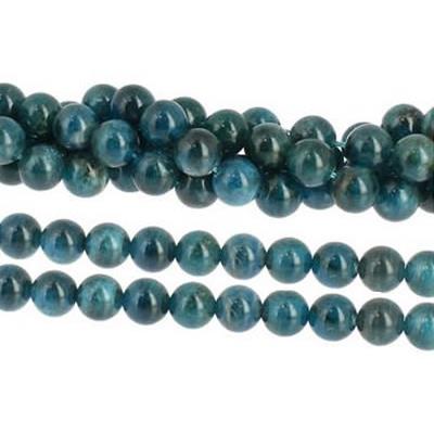 Apatite Bleue Perle Ronde Lisse Percée 10 mm (Lot de 5 perles)