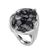 Bague en Obsidienne Neige Pierre Cabochon Goutte 18x12 mm Harmony - Taille réglable
