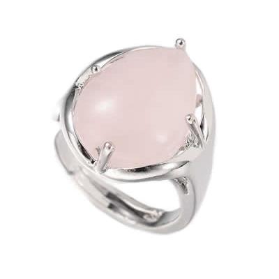 Bague en Quartz Rose Pierre Cabochon Goutte 18x12 mm Harmony - Taille réglable