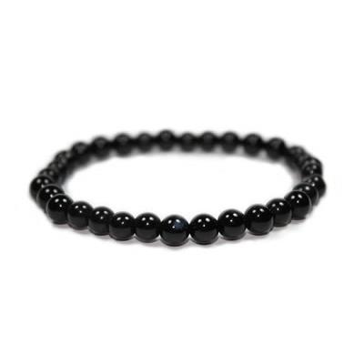 Bracelet Obsidienne Noire en Pierre Boule de 6 mm