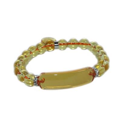 Bracelet Gourmette en Citrine perles de 8 mm et Coeur 12 mm