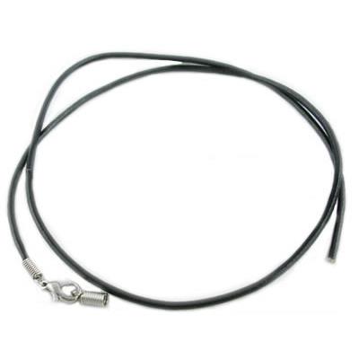 Collier en Simili Cuir 2mm Noir de 45 cm avec fermoir mousqueton