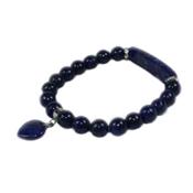 Bracelet Gourmette en Lapis-lazuli Perles de 8 mm et Coeur 12 mm