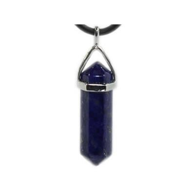 Pendentif Pointe en Lapis Lazuli montage argenté (3,5 à 4 cm)