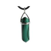 Pendentif Pointe en Malachite montage argenté (3,5 à 4 cm)