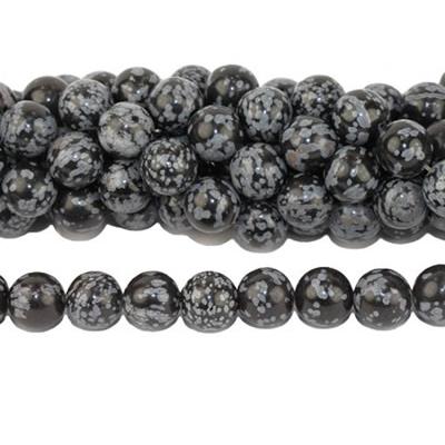 Obsidienne Neige Perle Ronde Lisse Percée 10 mm (Lot de 5 perles)