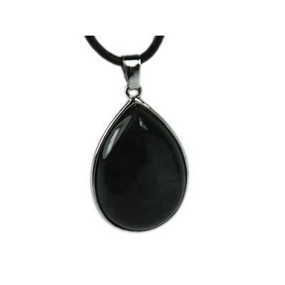 Pendentif en Obsidienne Oeil Céleste Goutte cerclée