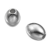 Perle Ovale Lisse 7x6 mm en Argent 925 (Lot de 2 perles)