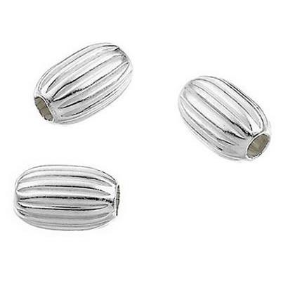 Perle Ovale avec Rainures 4,6x3 mm en Argent 925 (Lot de 5 perles)