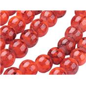 Perle en Verre Orange Marbrée 8 mm (Par Lot de 5 Perles)