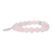 Bracelet Gourmette en Quartz Rose - Pierres Boules de 8 mm et Coeur 12 mm