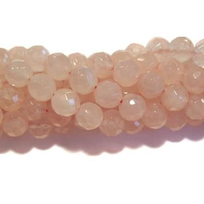 Quartz Rose Perle Facettée Percée 8 mm - 64 Facettes (Lot de 10 perles)