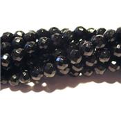 Tourmaline Noire Perle Ronde Facettée Percée 8 mm - 64 Facettes (Lot de 10 perles)