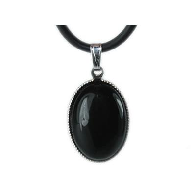 Agate Noire Pendentif Cabochon ovale 18x13 mm Harmony