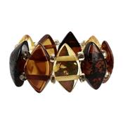Bague en Ambre naturel multicolore style Losange
