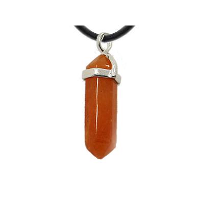 Pendentif Pointe en Aventurine Rouge montage argenté (3,5 à 4 cm)