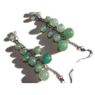 Boucles d'Oreilles en Aventurine Verte en Grappes