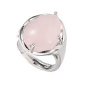 Bague en Quartz Rose Pierre Cabochon Goutte 18x12 mm Harmony - Taille réglable