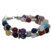 Bracelet 7 Chakras double rang Perles de 8 mm et intercalaires