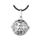 Pendentif Bola Cage Coeur avec strass en laiton de couleur argenté