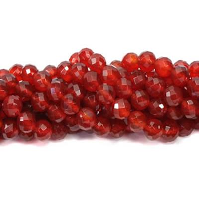 Cornaline Perle Ronde Facettée Percée 6 mm - 64 Facettes (Lot de 20 perles)