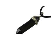 Pendentif Pointe en Hématite montage argenté (3,5 à 4 cm)