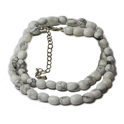 Collier Howlite Blanche pierres roulées