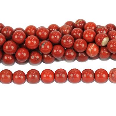 Jaspe Rouge Perle Ronde Lisse Percée 10 mm (Lot de 5 perles)