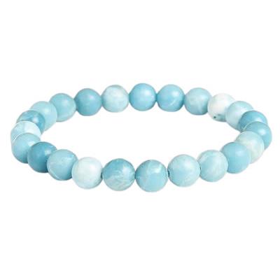 Bracelet Larimar en Pierre Boule de 8 mm