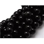 Obsidienne Noire Perle Ronde Lisse Percée 8 mm (Lot de 10 perles)