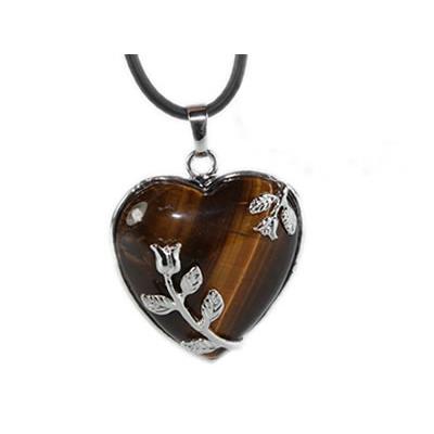 Pendentif Coeur en Oeil de Tigre (3 cm) Romantic