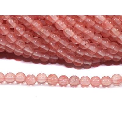 Quartz Rose Perle Ronde Lisse Percée 4 mm (Lot de 20 perles)