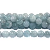 Aigue Marine Perle Ronde Lisse Percée 10 mm (Lot de 5 perles)